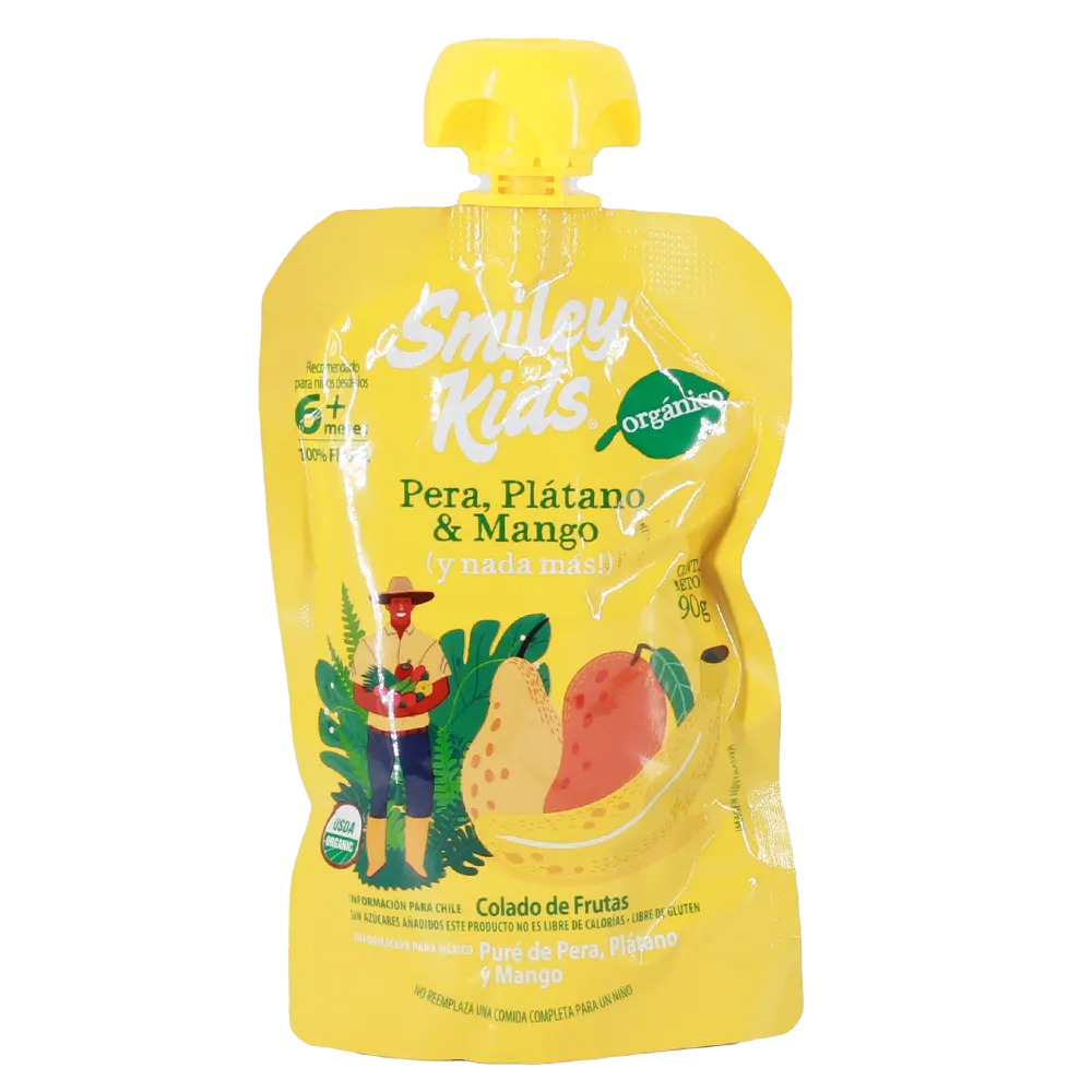Papilla Organica Pera Platano Mango Smiley Kids 90 g
