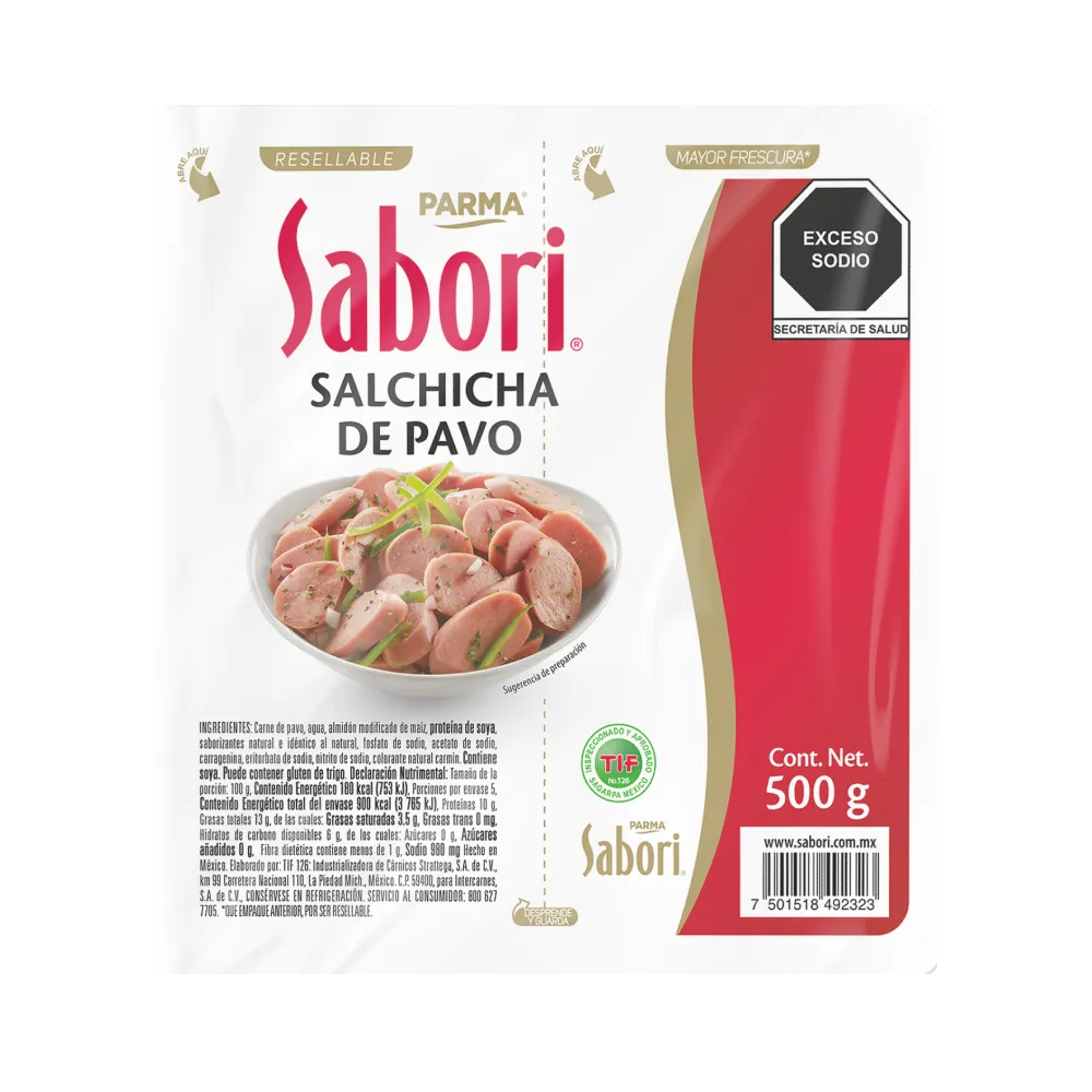 Salchicha De Pavo Sabori 500 Gr