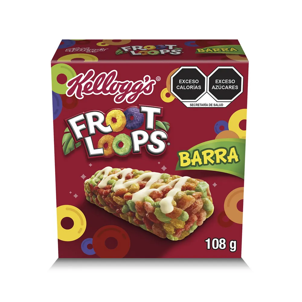 Barra Cereal Froot Loops 6Pz Kelloggs 108 g