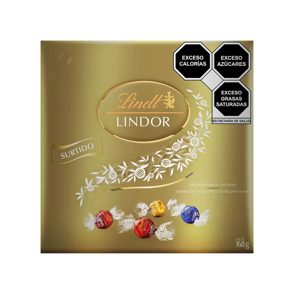 ESTUCHE DORADO CHOCOLATE SURTIDO LINDT 168 GRAMOS