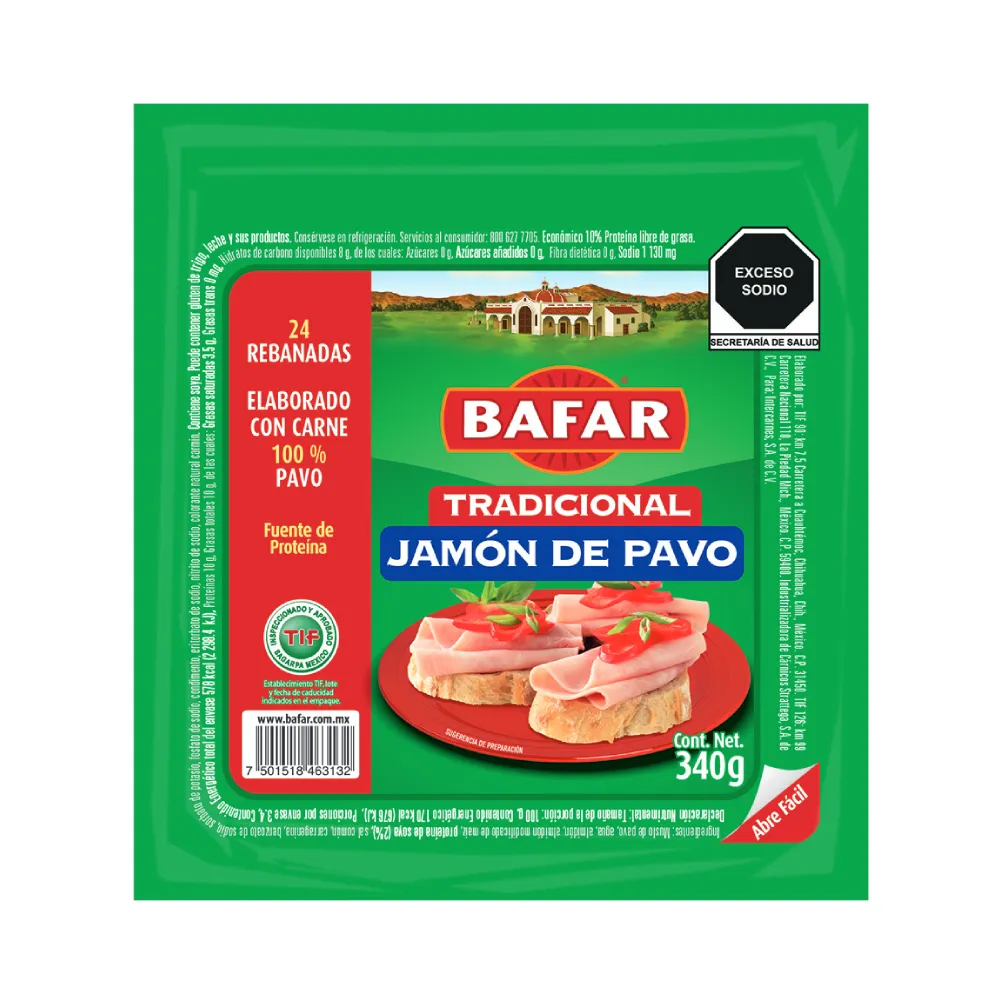 Jamon De Pavo Bafar 340 Gr