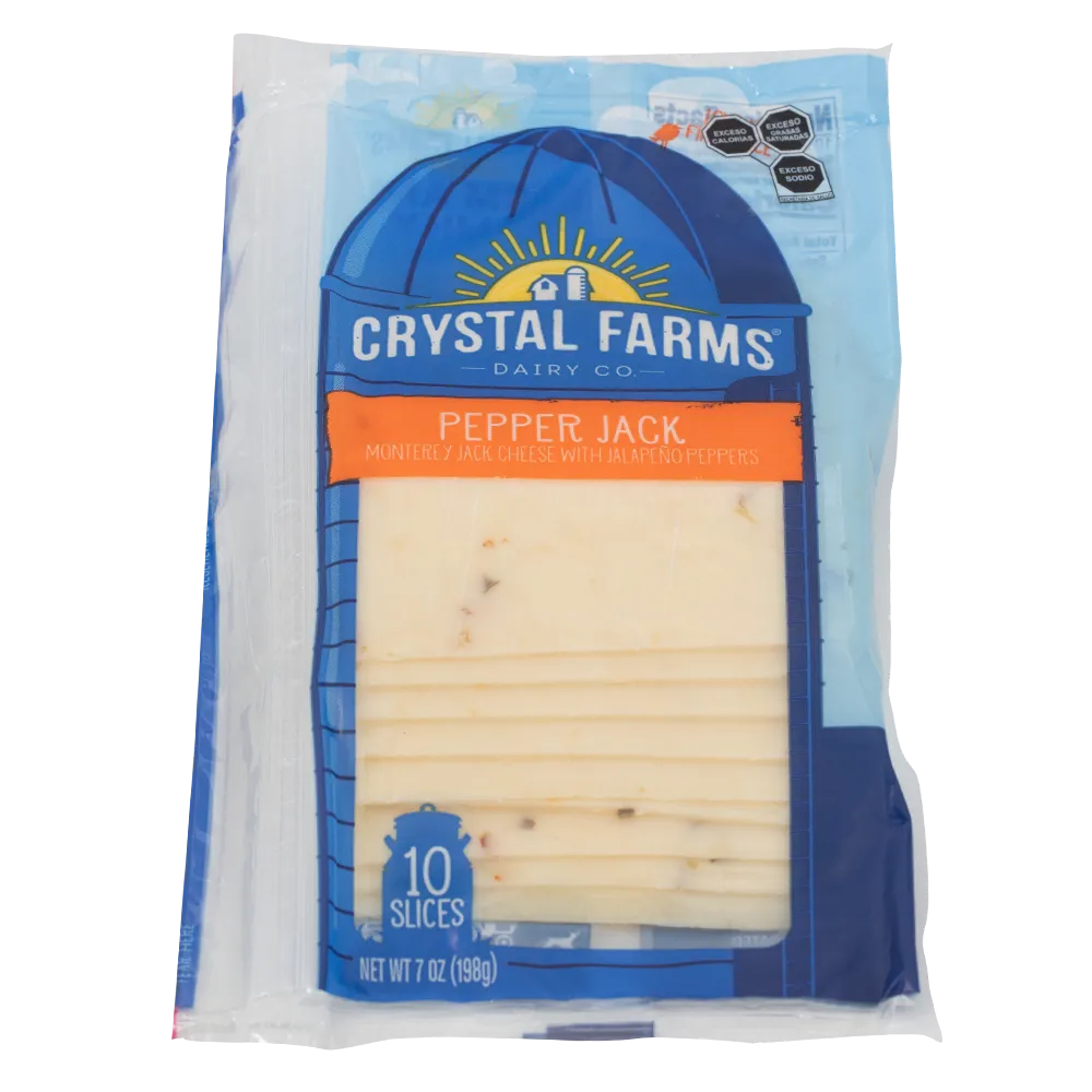 Queso Pepper Jack En Rebanadas Crystal Farms 198 g
