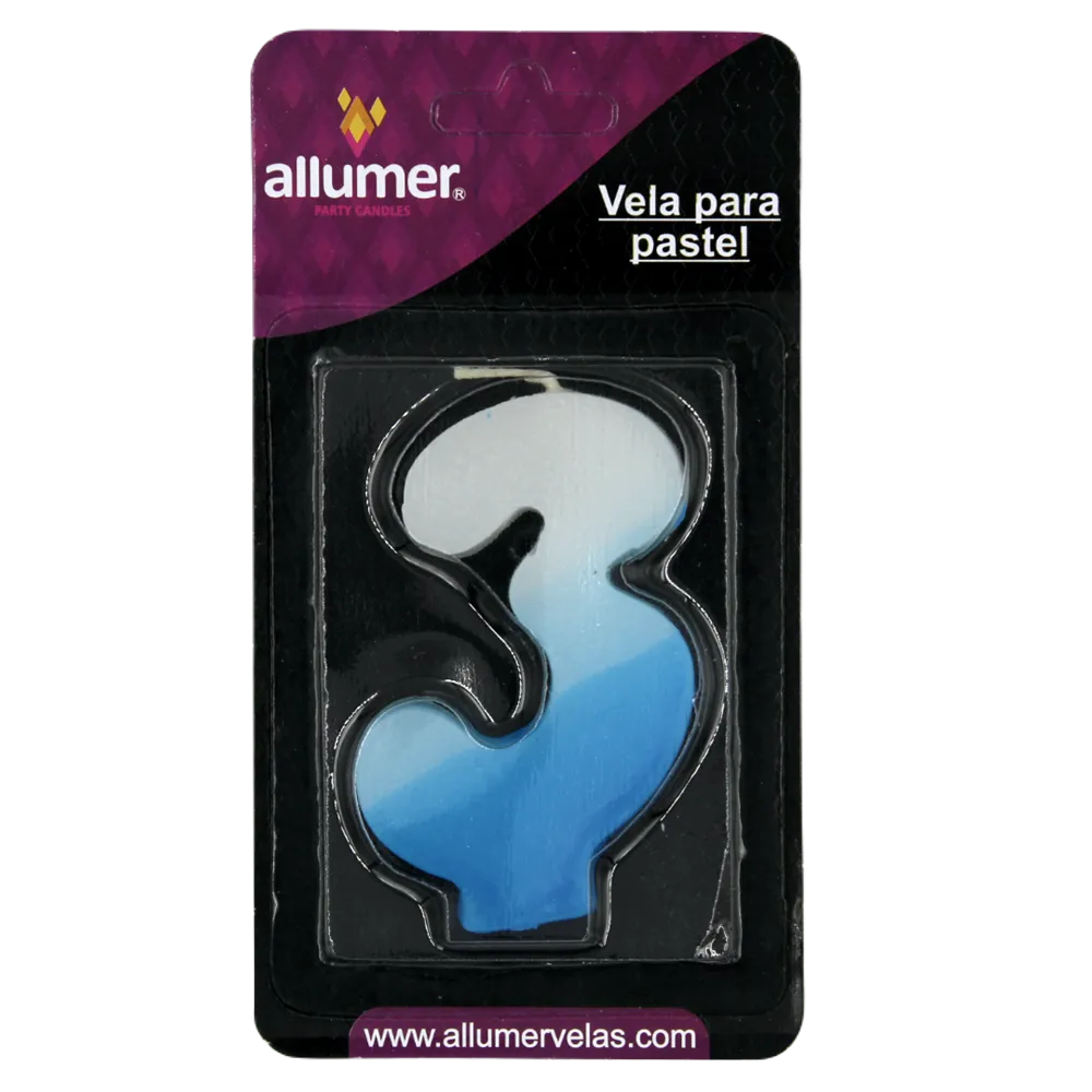 Vela Para Fiesta Numerica No. 3 Varios Colores Allumer 1 Pza