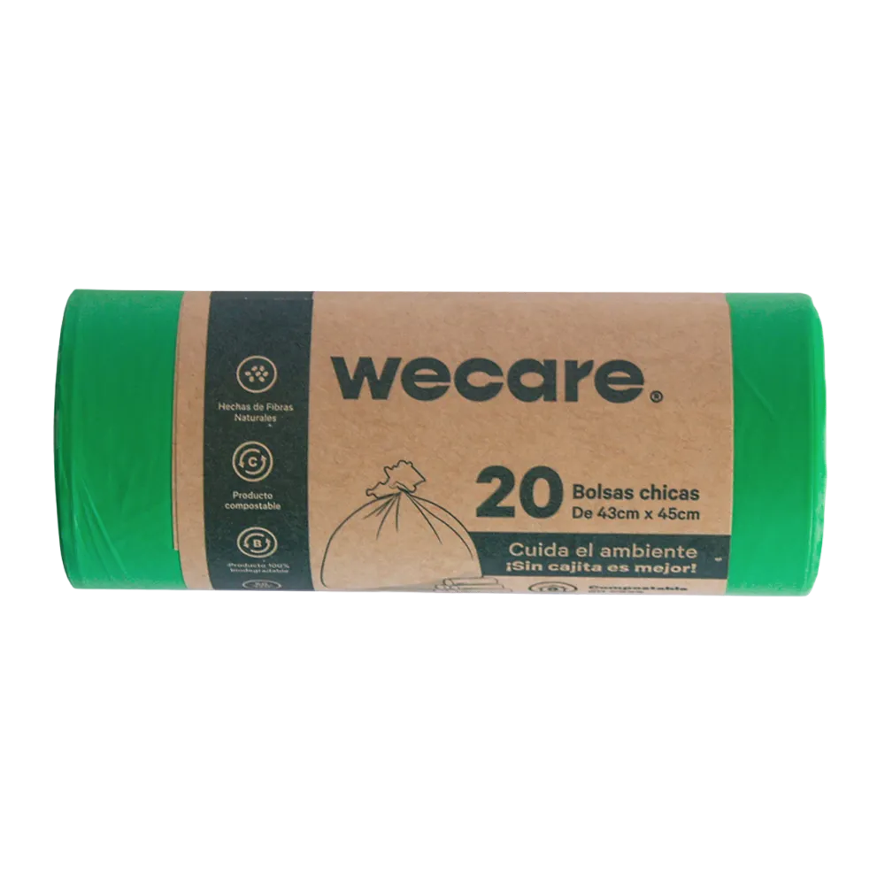 Bolsa Para Basura Rollo Ch 43X45 Compostable Wecare 20 Pza