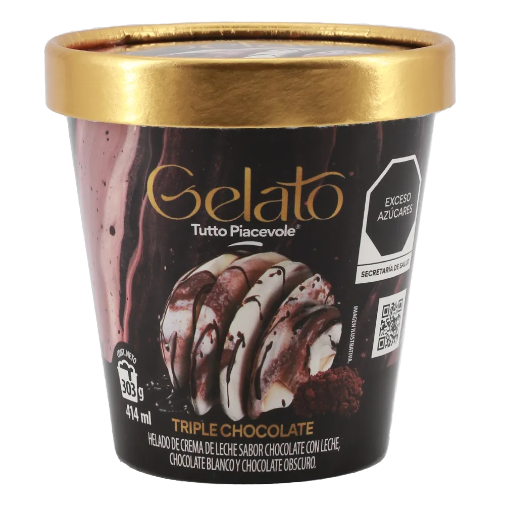 Helado De Crema Triple Chocolate Tutto Piacevole 303 g