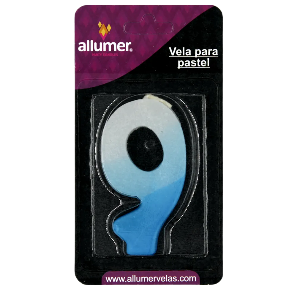 Vela Para Fiesta Numerica No. 9 Varios Colores Allumer 1 Pza