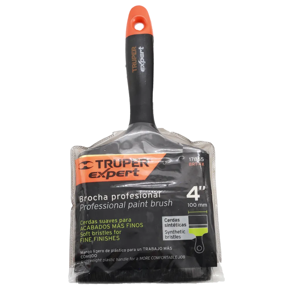 Brocha Profesional De 4" Mango De Plastico Truper 1 Pza