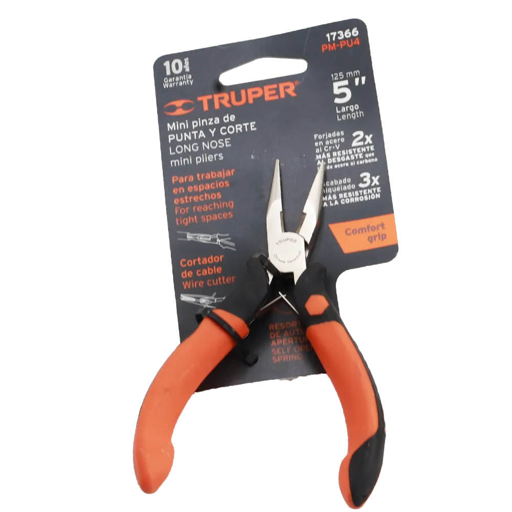 Mini Pinza De Punta Y Corte 5" Mango Comfort Grip Truper 1 Pza
