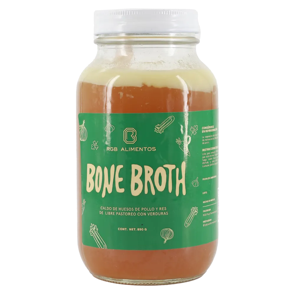 Bone Broth Caldo De Hueso Pollo Y Res Con Verduras Rgb Foods 850 g