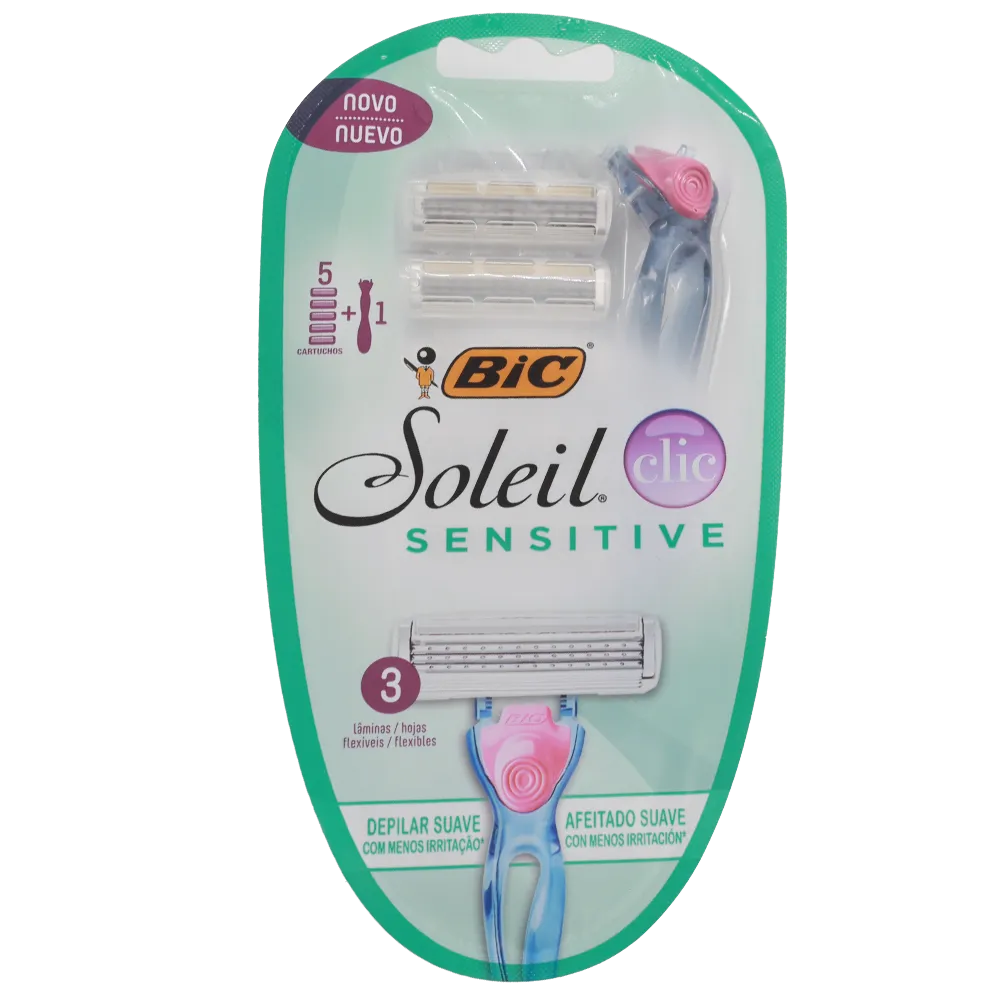 Rastrillo + 5 Cartuchos Soleil Click Sensitive Bic 1 Pq