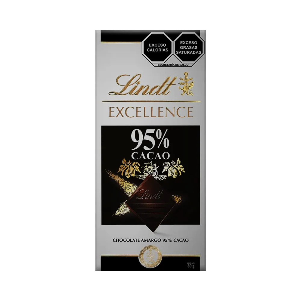TABLETA EXCELLENCE CHOCOLATE AMARGO 95% CACAO LINDT 80 GRAMOS