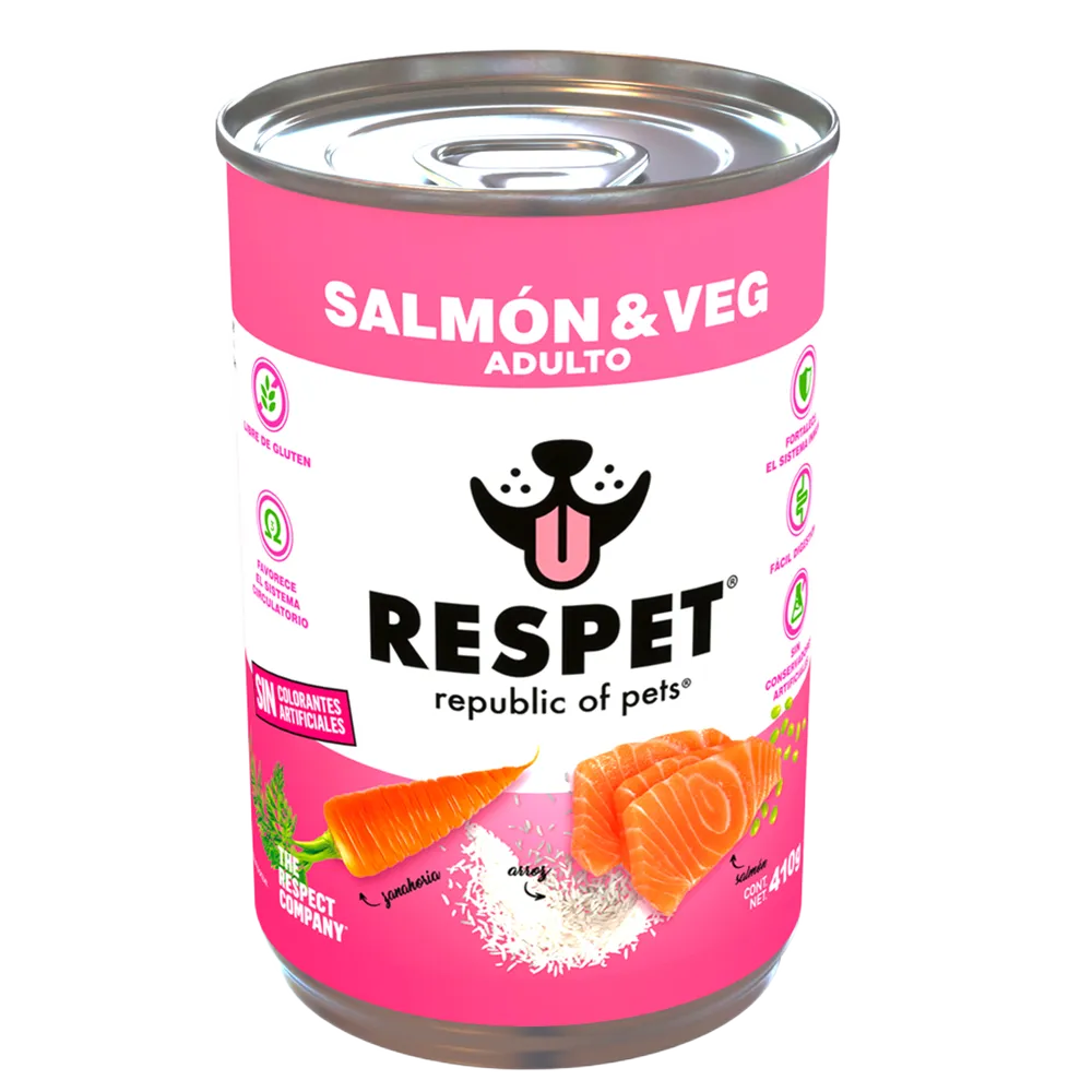 Alimento Humedo Para Perro Salmón y Vegetales Respet 410 g