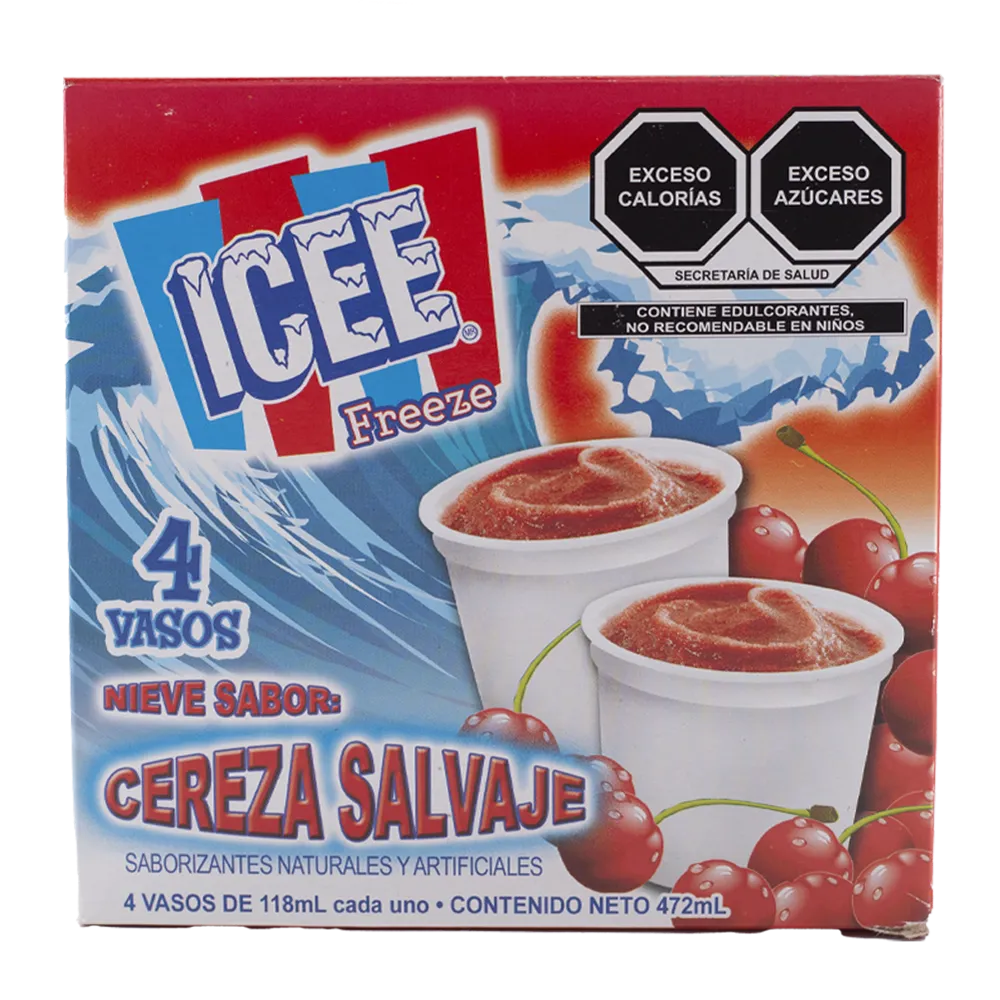 Nieve Icee Freeze Sabor Cereza Salvaje Icee 4 Pza