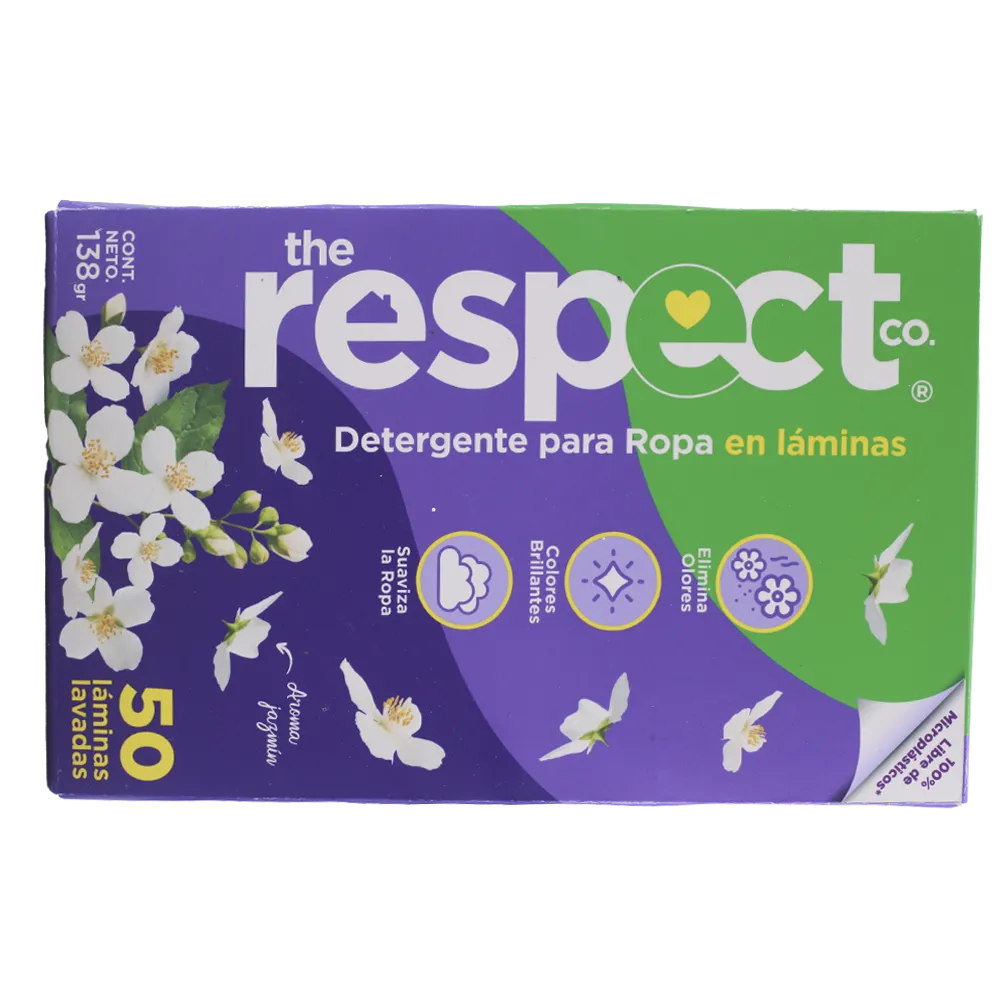Detergente Para Ropa En Laminas Jazmin The Respect Co 62.5 Gr