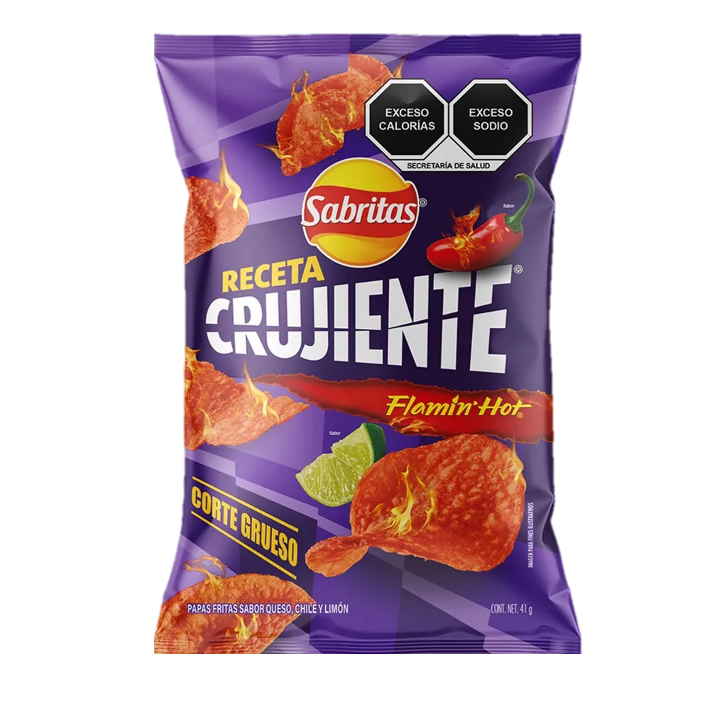 RECETA CRUJIENTE PAPAS FLAMIN HOT SABRITAS 41 GRAMOS