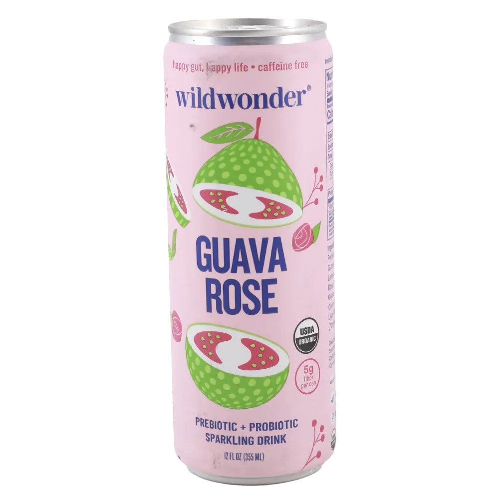 Bebida Carbonatada Probiotica Con Jugo De Guayaba Wildwonder 355 Ml