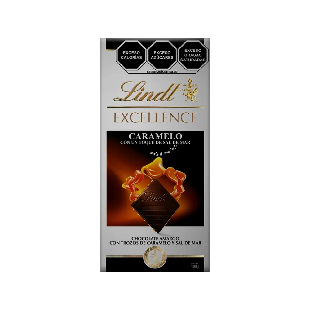 TABLETA EXCELLENCE CHOCOLATE AMARGO CON CARAME SAL DE MAR LINDT 100 GRAMOS