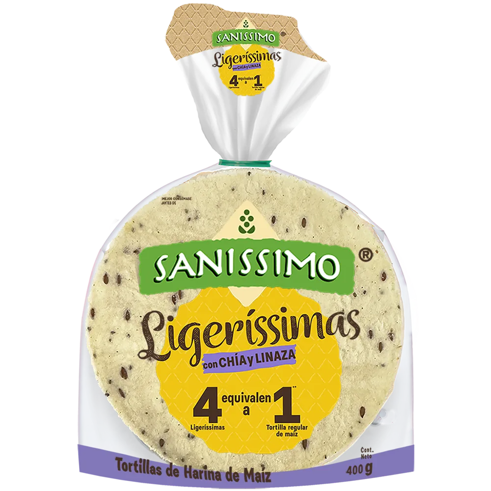 TORTILLA CHIA LINAZA Y ARROZ LIGERISSIMAS SANISSIMO 400 GRAMOS