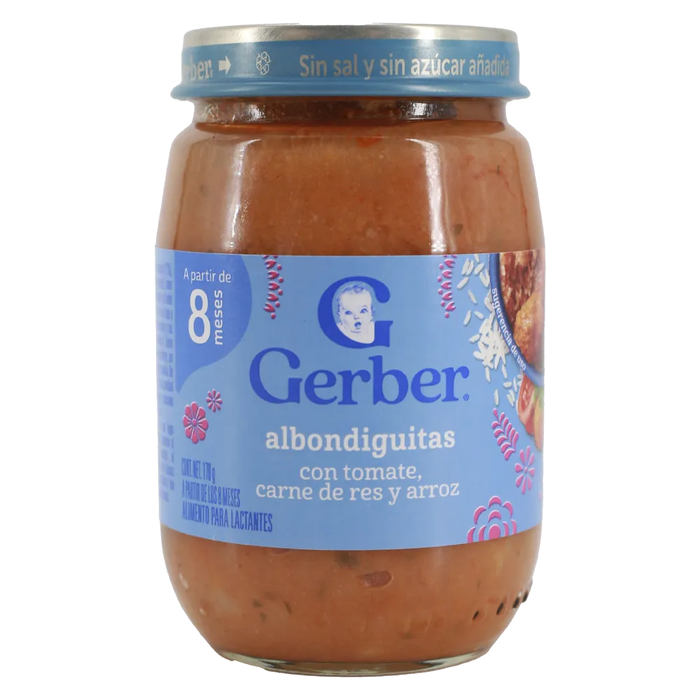 PAPILLA TERCERA ETAPA ALBONDIGUITAS GERBER 170 GRAMOS