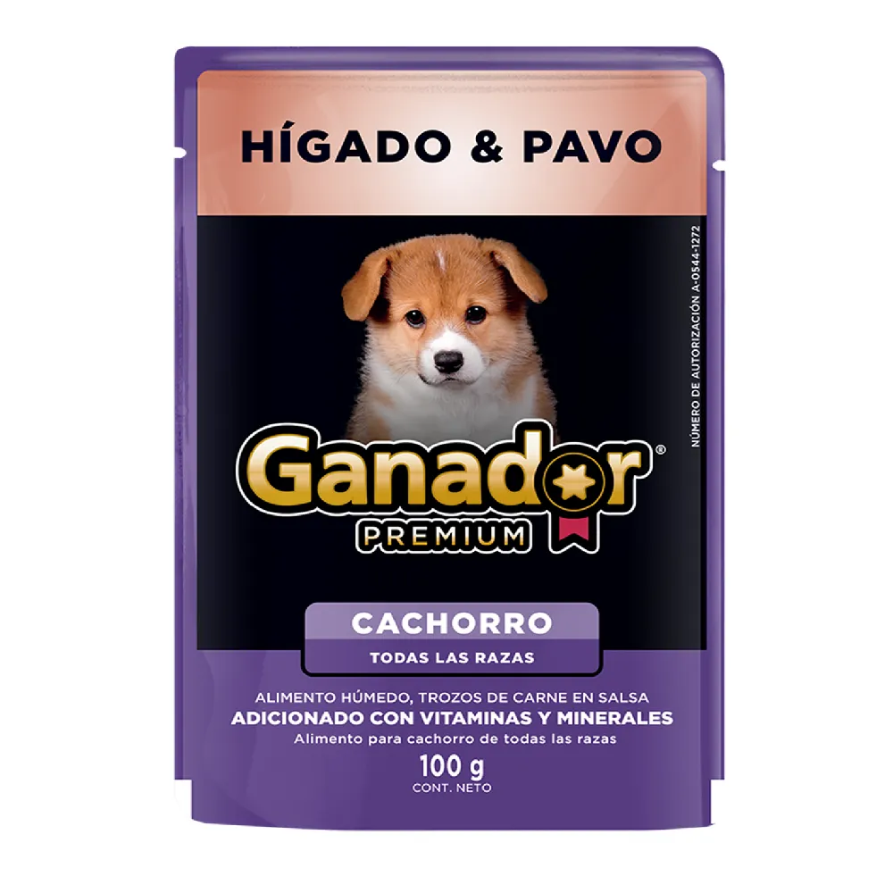 Alimento Humedo Para Perro Adulto Higado Y Pavo Ganador Premium 100 Gr