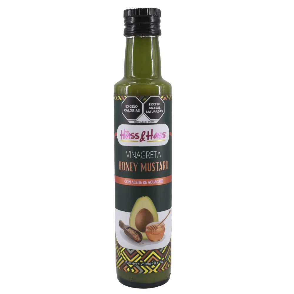 VINAGRETA MOSTAZA MIEL CON ACEITE DE AGUACATE HASS & HASS 250 MILILI