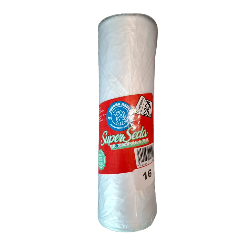 BOLSA SUPER SEDA BIODEGRADABLE 25X35CM IGUANA AZUL 300 PIEZA