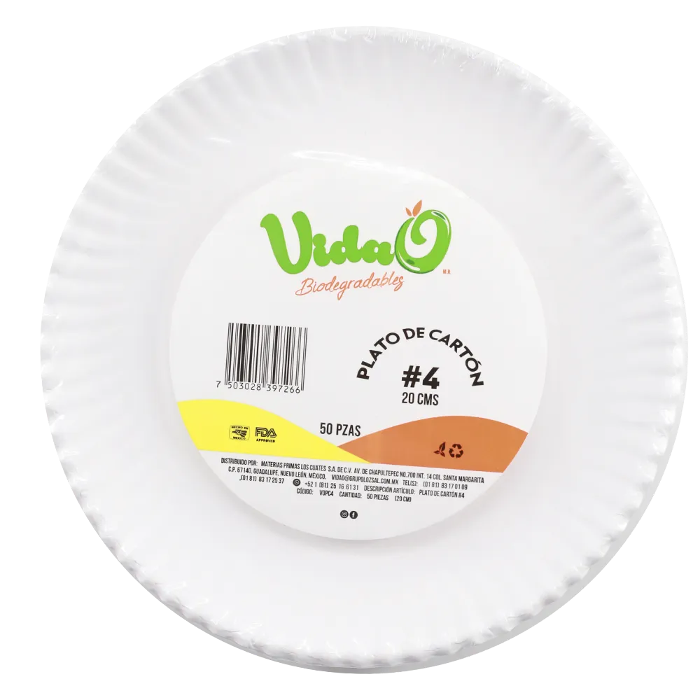 PLATO DE CARTON #4 VIDAO 50 PIEZA