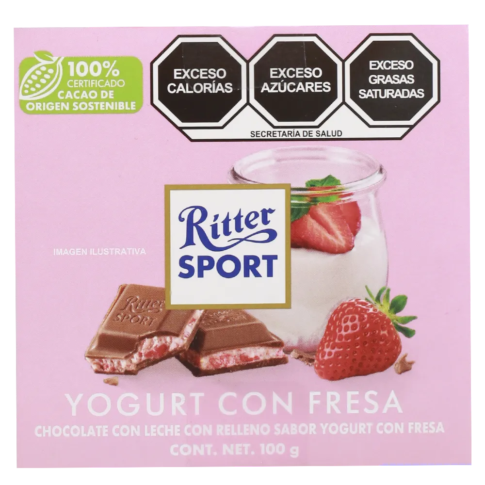 Tableta Chocolate Yogurth Con Fresas Ritter Sport 100 Gr