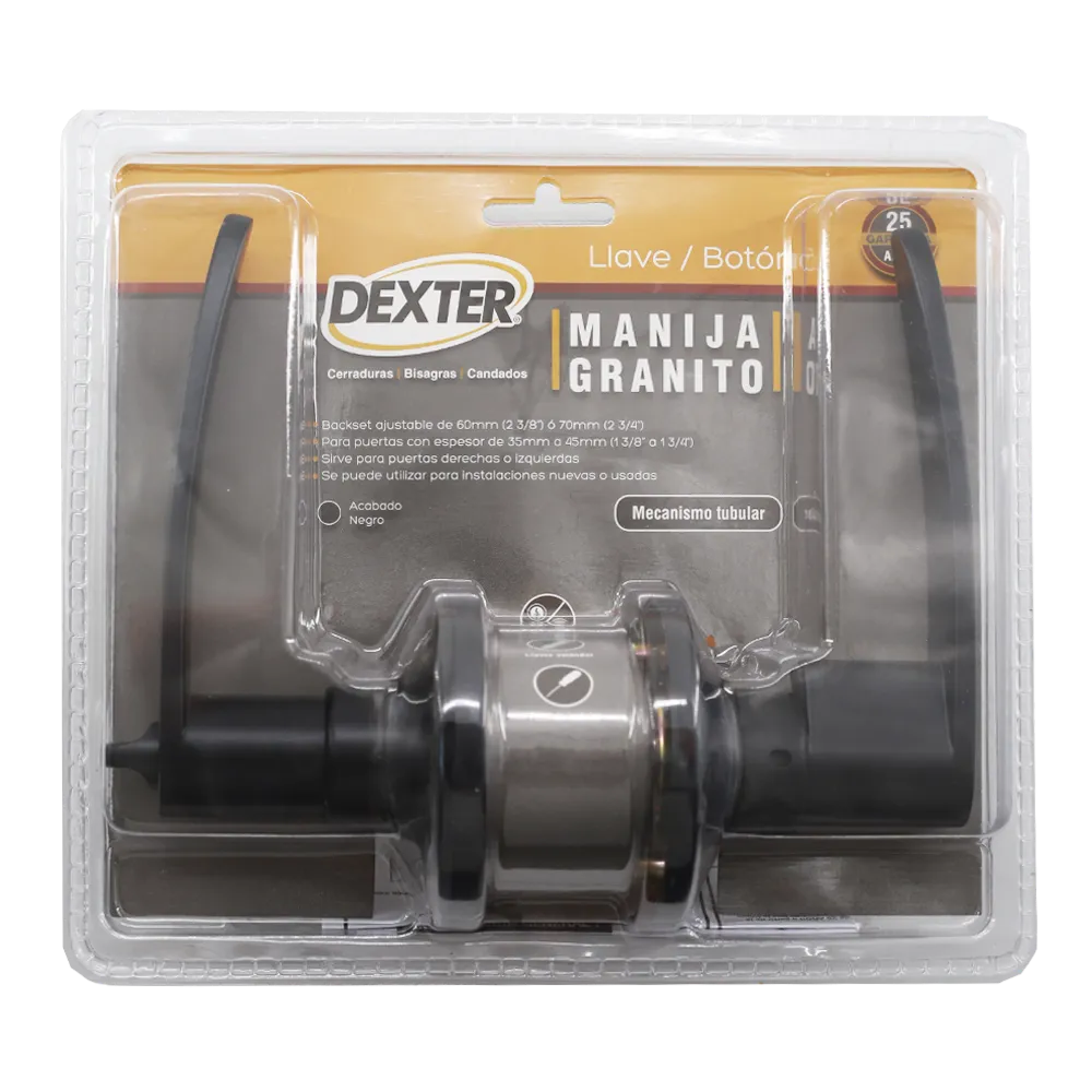 CERRADURA MANIJA GRANITO 35-45MM C/LLAVE DEXTER 1 PIEZA