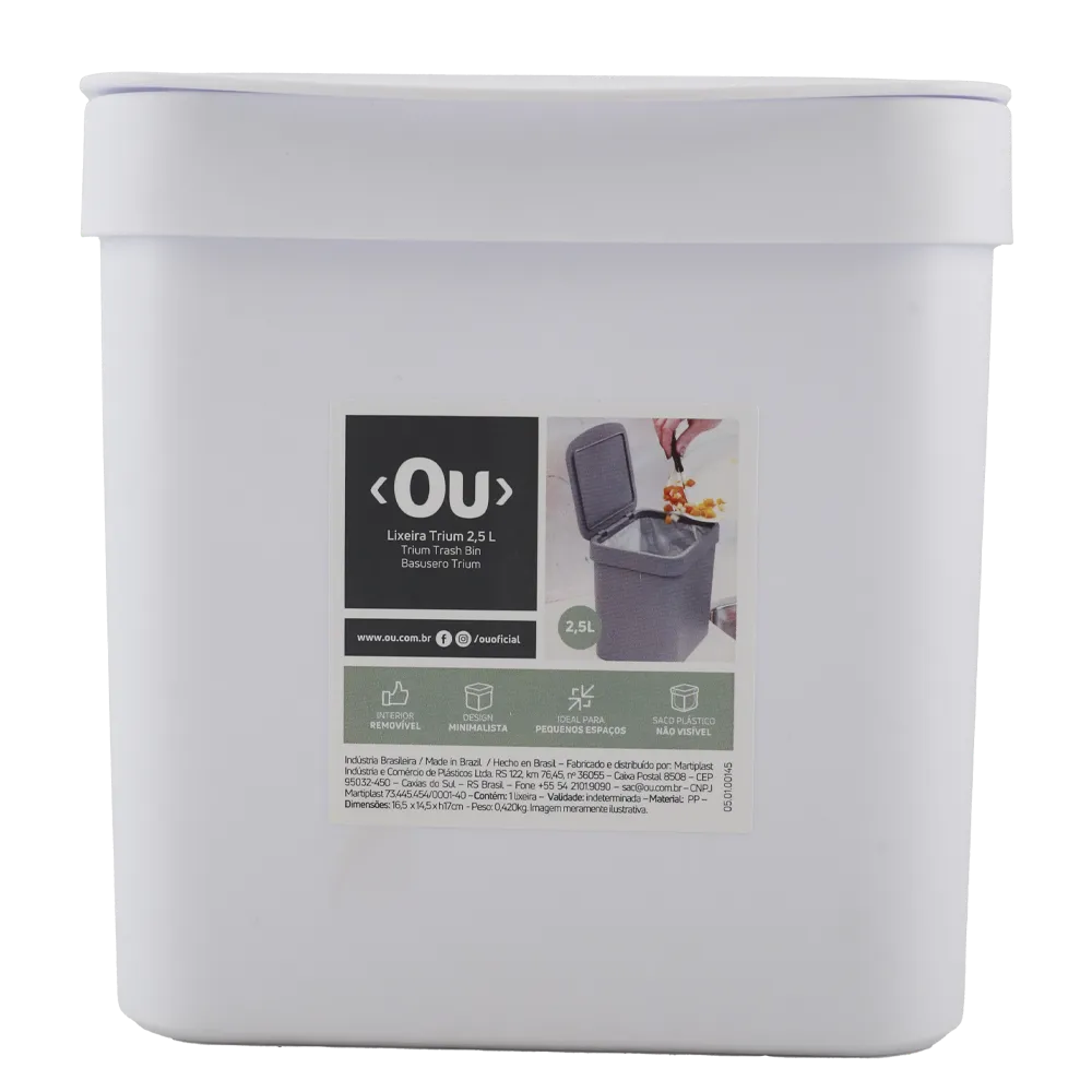 BOTE DE BASURA 2.5L BLANCO OU 1 PIEZA