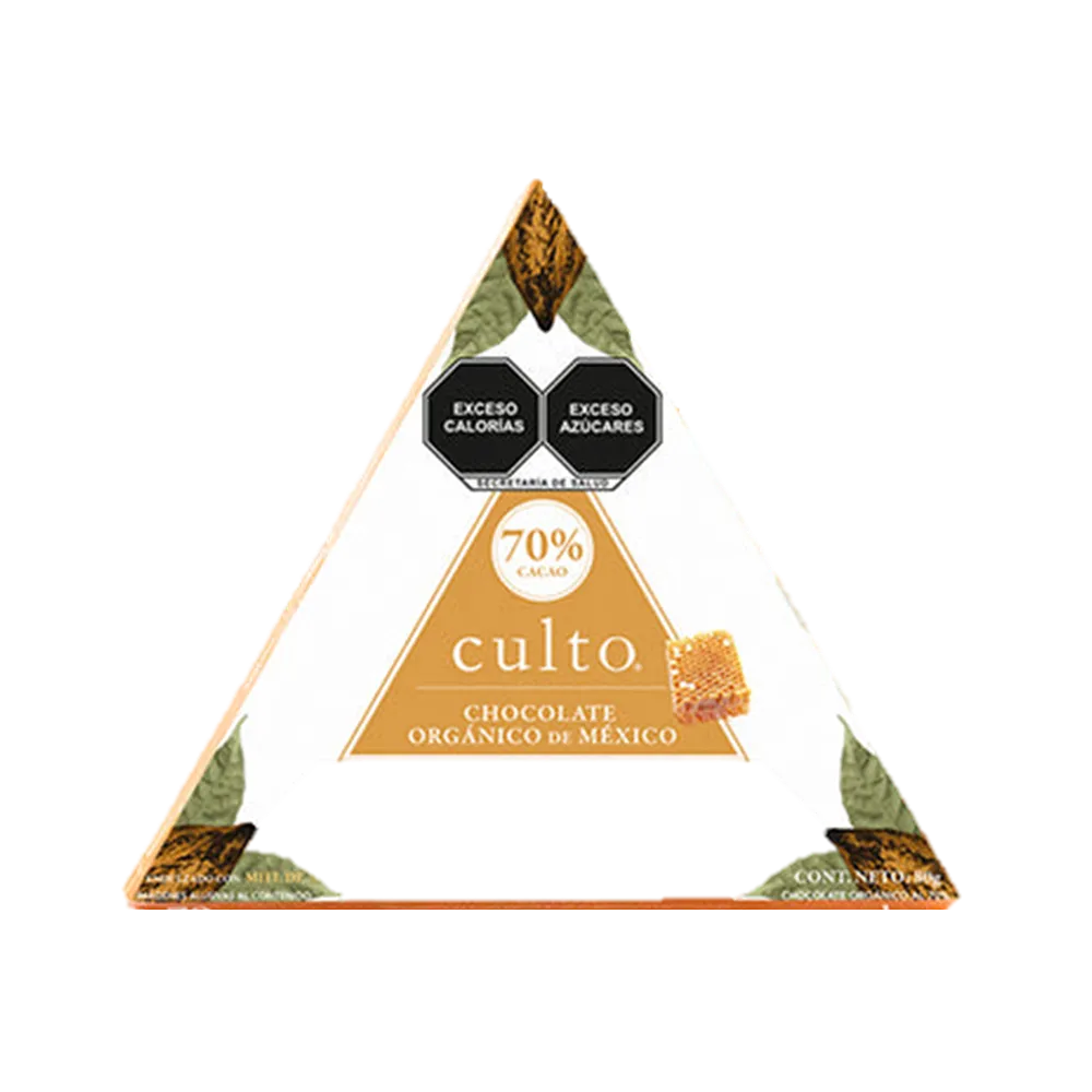 TABLETA CHOCOLATE 70% CACAO CON MIEL DE ABEJA CULTO 80 GRAMOS