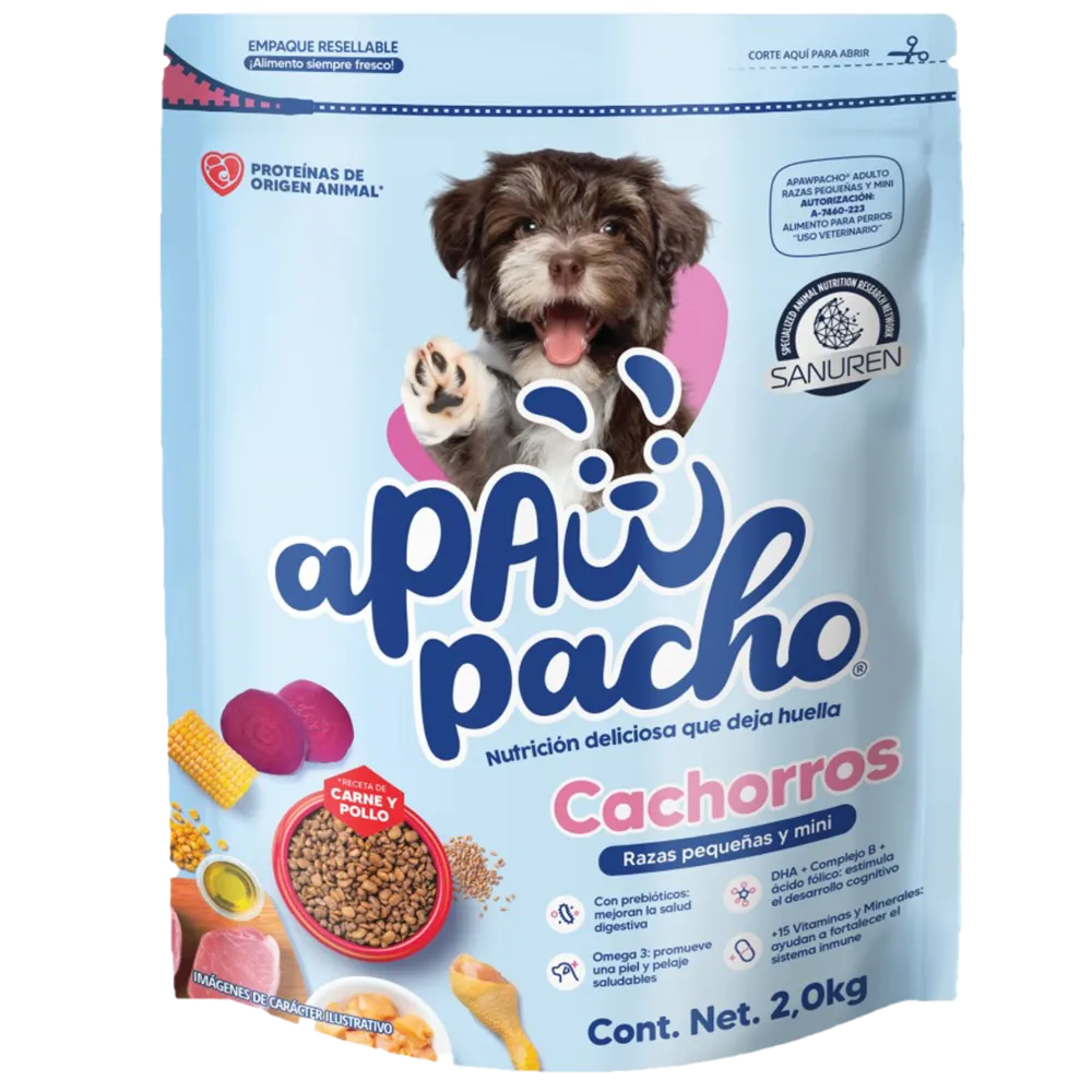 ALIMENTO SECO PARA CACHORRO RAZAS PEQUENAS CARNE Y POLLO APAWPACHO 2 KILOGRAM