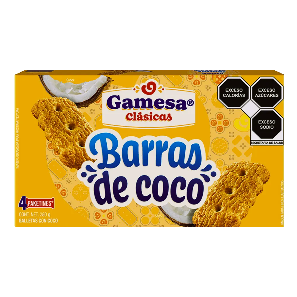 GALLETAS BARRAS DE COCO GAMESA 280 GRAMOS