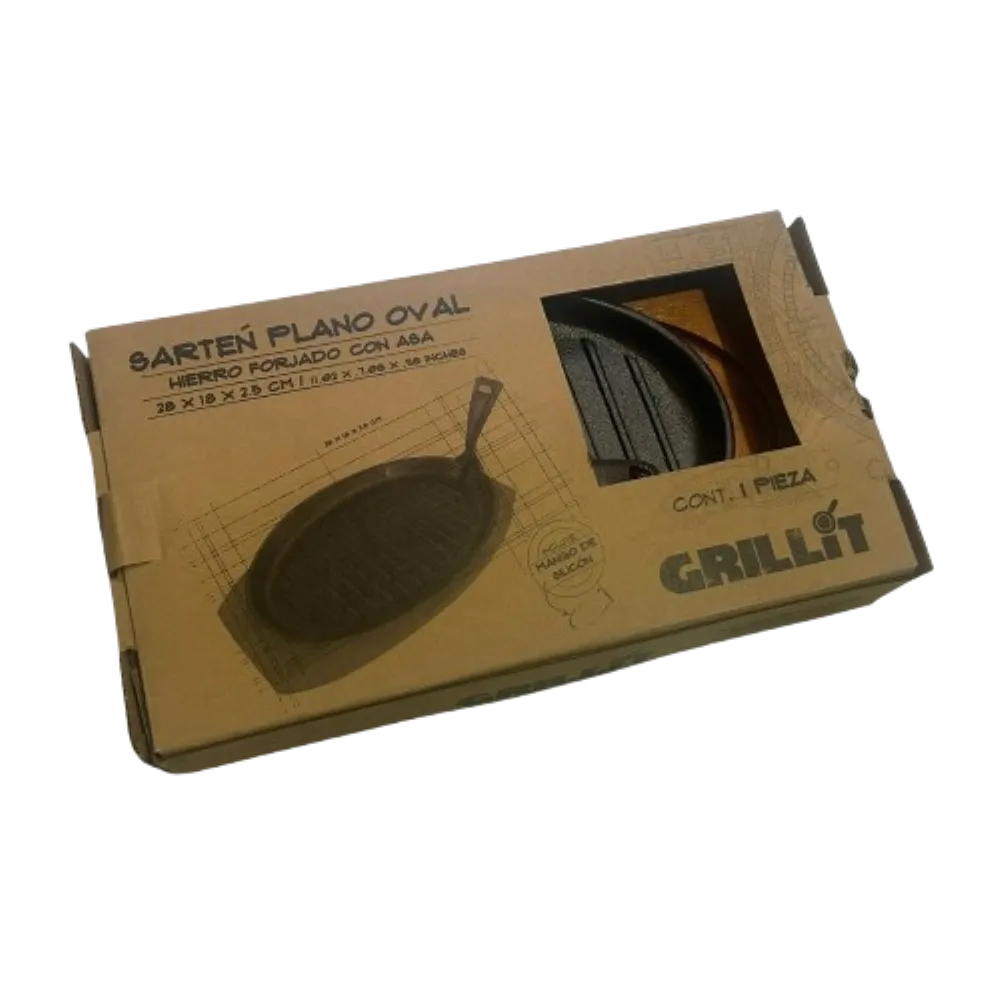 SARTEN PLANO GRILL OVAL DE HIERRO 27 CM GRILL IT 1 PIEZA