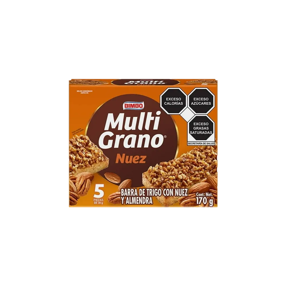 BARRA DE CEREAL MULTIGRANO NUEZ BIMBO 170 GRAMOS