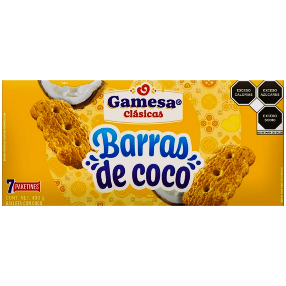 GALLETAS BARRAS DE COCO GAMESA 490 GRAMOS