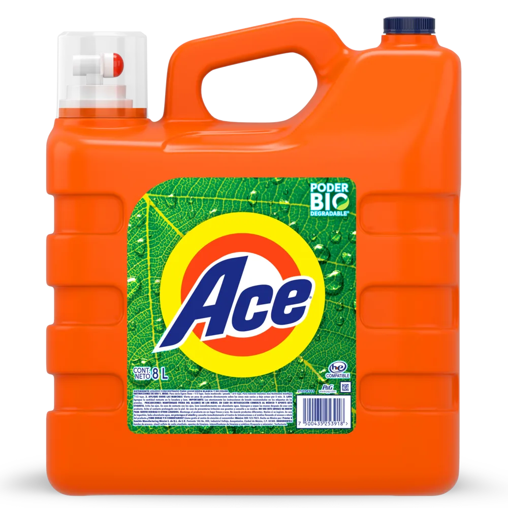 DETERGENTE LIQUIDO np BIODEGRADABLE ACE 8 LITRO