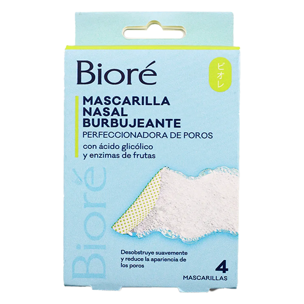MASCARILLA NASAL BURBUJEANTE BIORE 4 PIEZA