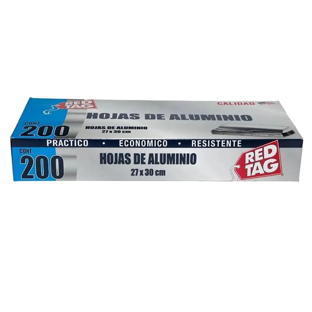 PAPEL ALUMINIO 27X30CM RED TAG 200 HOJAS