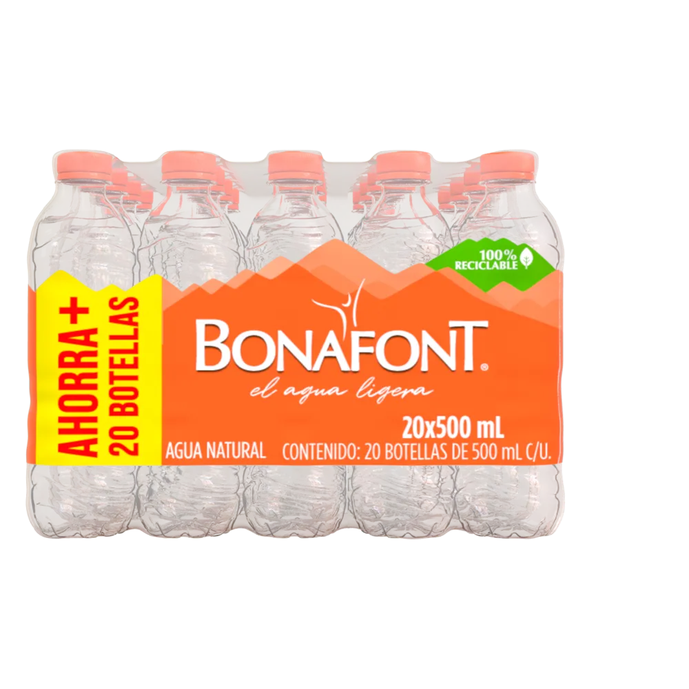 AGUA PURIFICADA 20 PACK BONAFONT 500 MILILI