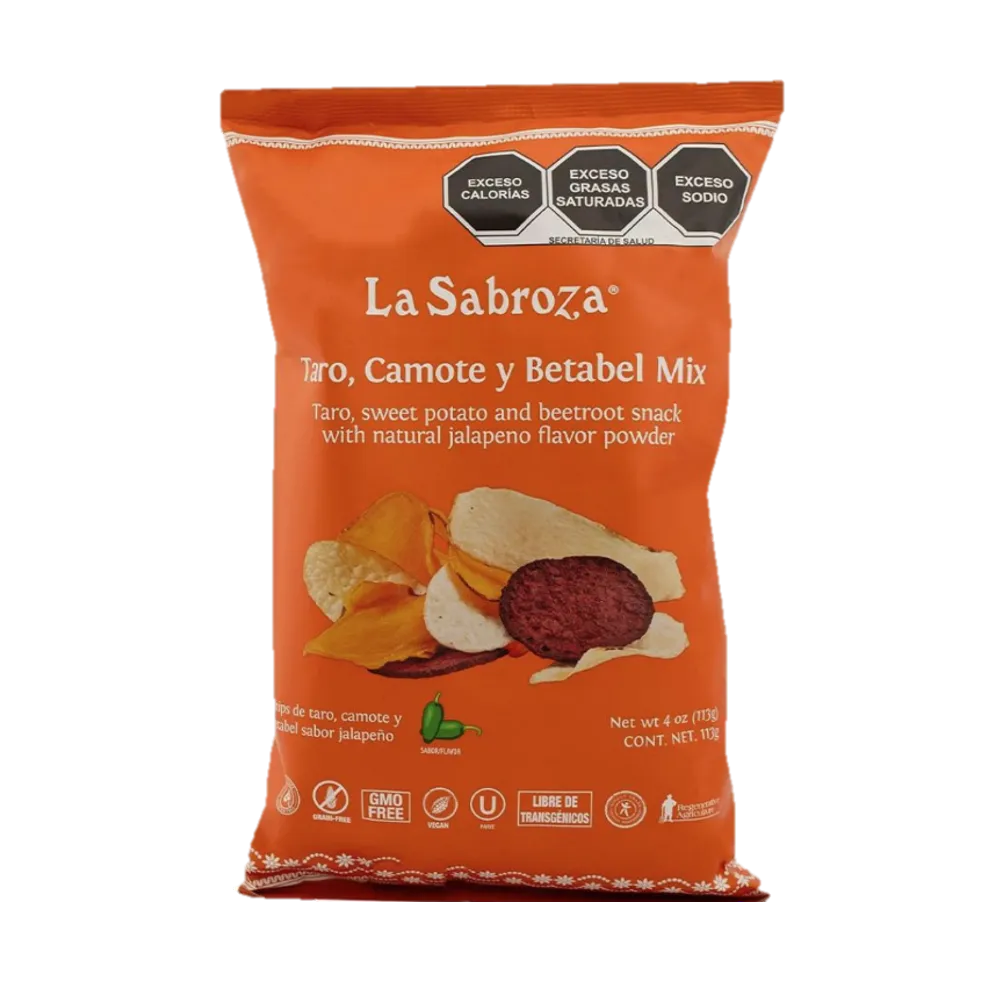 TARO CAMOTE Y BETABEL MIX JALAPEÑO LA SABROZA 113 GRAMOS