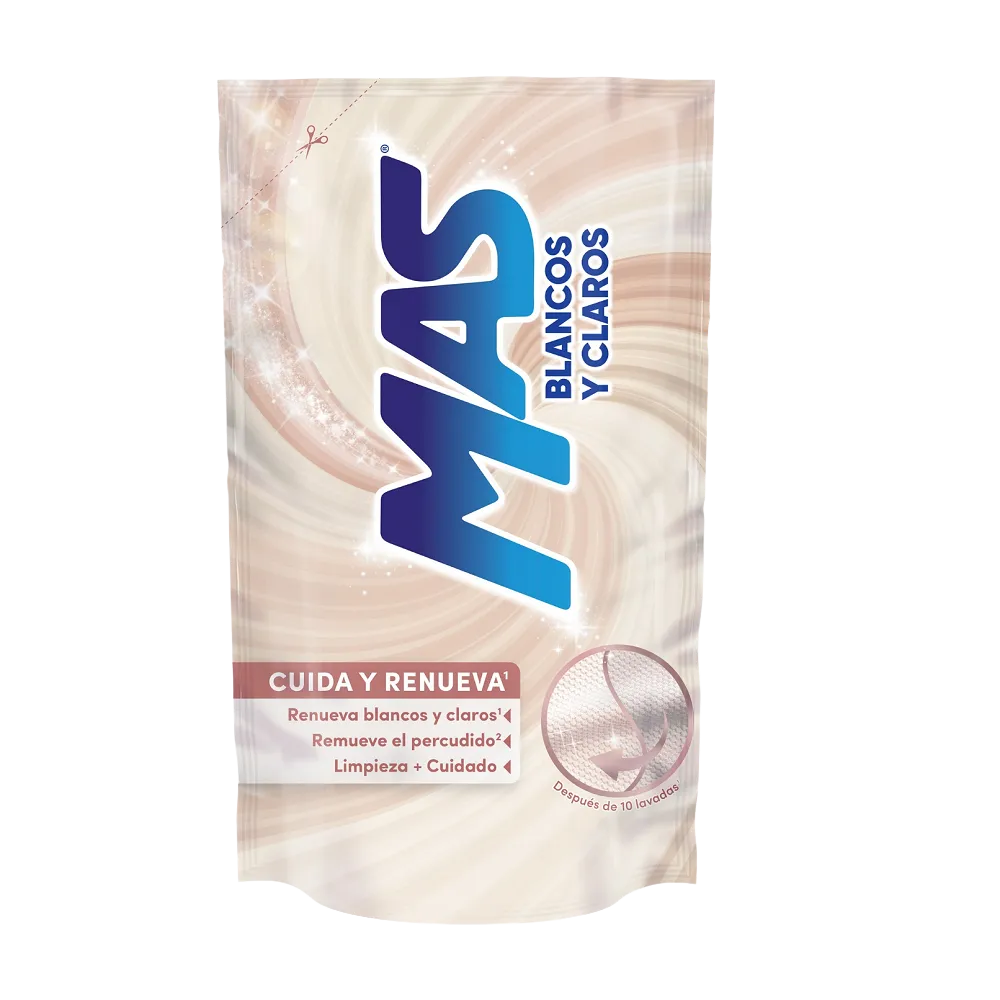 DETERGENTE LIQUIDO BLANCOS Y CLAROS MAS 830 MILILI