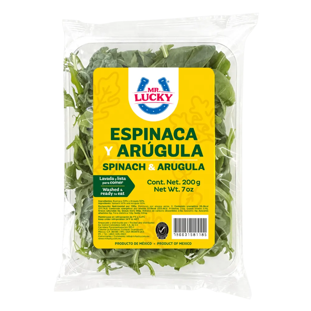 ESPINACA Y ARGULA 200 GRS MR LUCKY 200 GRAMOS