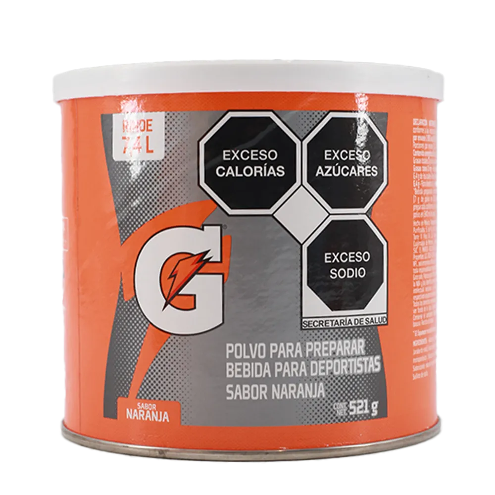 BEBIDA REHIDRATANTE EN POLVO NARANJA GATORADE 521 GRAMOS