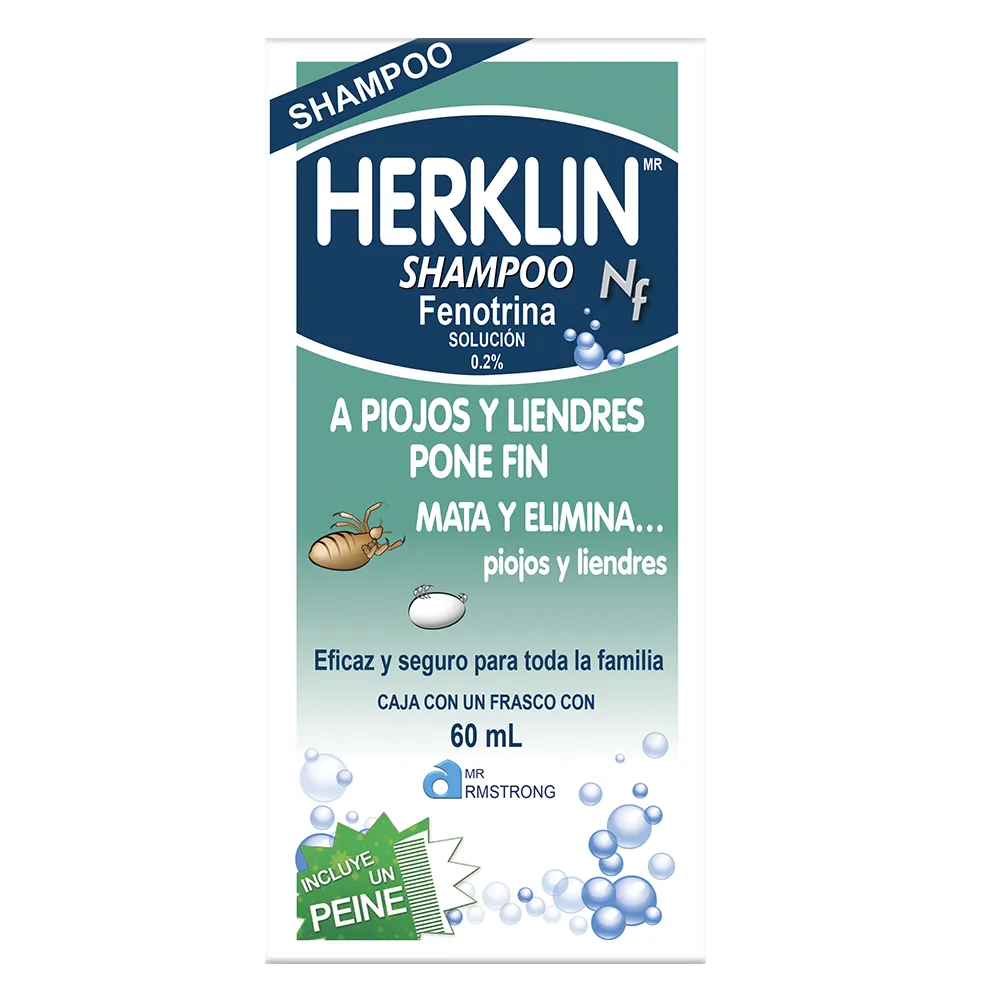 Her-Klin Shampoo Mata Piojos Fenotrina Solucion Armstrong 60 Ml