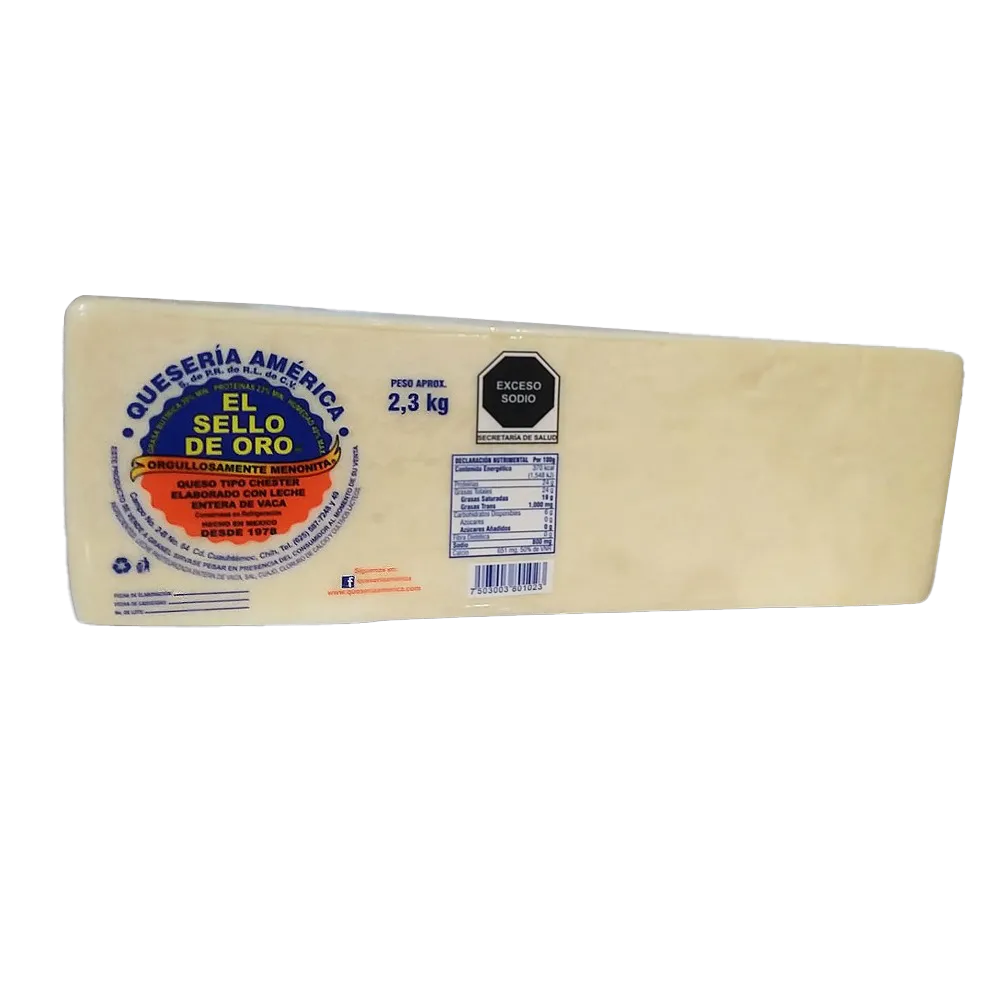 Queso Menonita Barra Sello De Oro 1 Kg