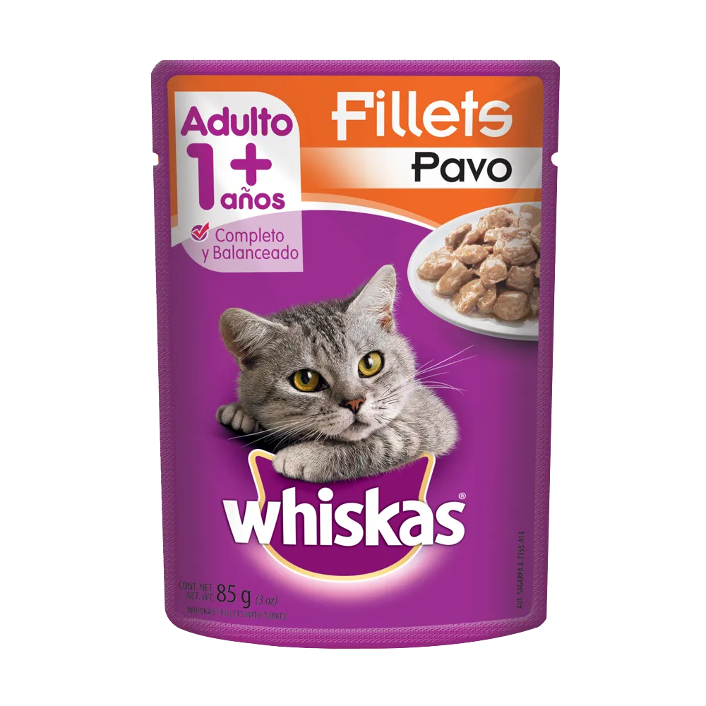 Alimento Humedo Para Gato Pouche Trozos Pavo Whiskas 85 g