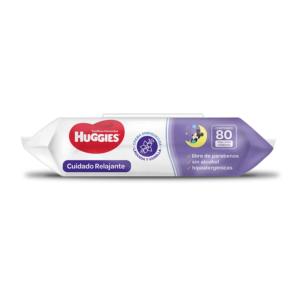Toallitas Humedas Cuidado Humectante Relajante Relajante Huggies 80 Pza