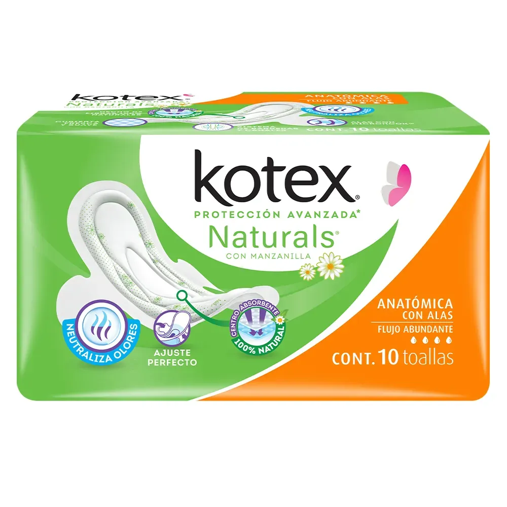 Toalla Alas Naturals Anatomica Kotex 10 Paq