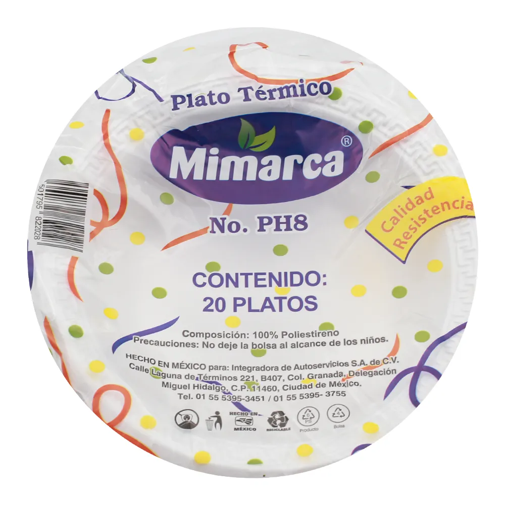 Plato Liso Termico No. 8 Blanco Pt8Lmm Mimarca Blanco Mimarca 20 Pza